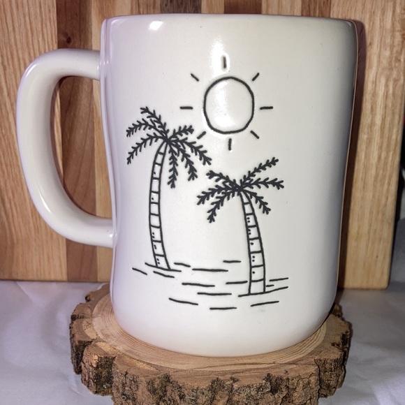Rae Dunn Other - RAE DUNN White Ceramic Mug Sun Palm Tree LA Yellow Inside Los Angeles New